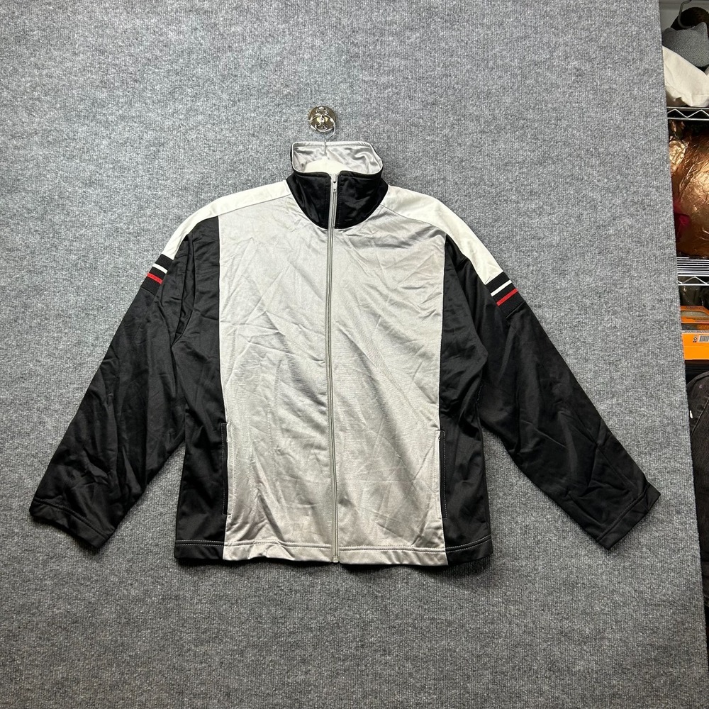 NY Collection Track Jacket‎ Men's Gray Black Pockets Full Zip Sportswear - Large